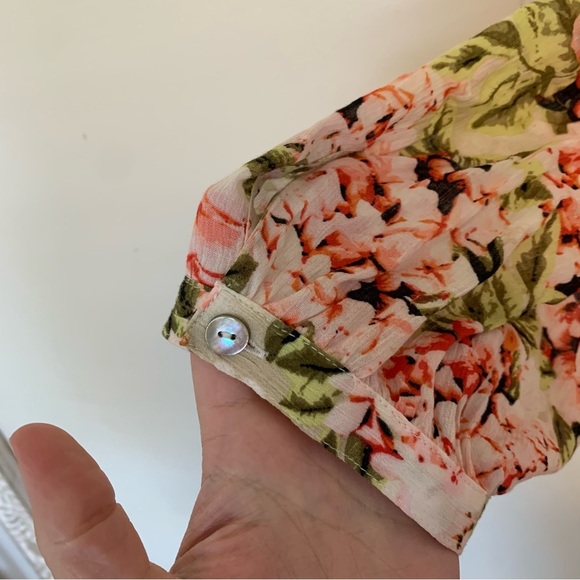 J. Jill Hydrangea Floral Print Flowy Button Up Belted Midi Dress Size Large - Picture 4 of 12